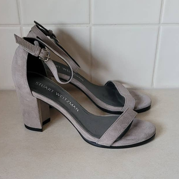 Stuart Weitzman Nearly Nude Strap Sandal Size 4 Gray - Picture 3 of 8